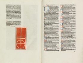 Thomas von Aquin Mit seltener alchemistischer Miniatur Super quarto libro sententiarum. [Johann