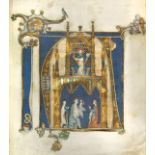 Johannes von Valkenburg - Kölner Klarissenskriptorium Dombau en miniature Bildinitiale A aus einem