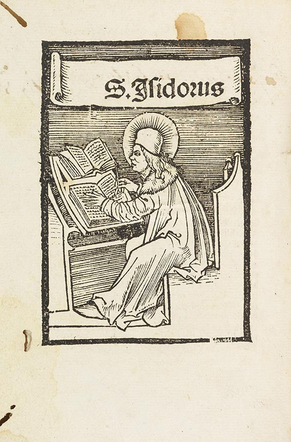 Isidorus Hispalensis Isidor von Sevilla De summo bono et soliloquiorum eius. 2 Teile in 1 Band.