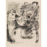 Marc Chagall Bouquet sur le coq. Orig.-Lithographie. Signiert und numeriert. 1952. Auf Vélin d'