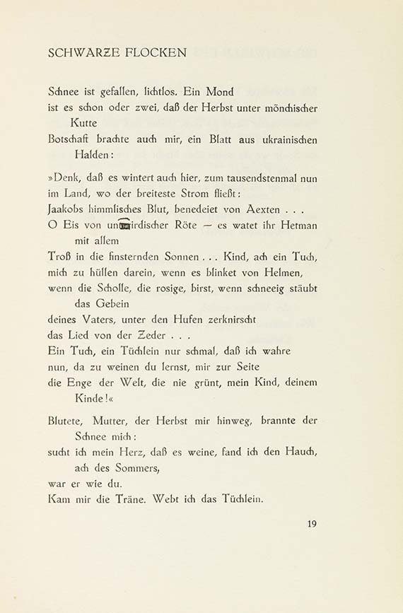 Paul Celan Erstdruck der Todesfuge Der Sand aus den Urnen. Gedichte. Wien, A. Sexl 1948. - Erste