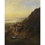 Albert Flamm 1823 Köln - 1906 Düsseldorf Landschaft an der Amalfiküste. Öl auf Leinwand. Rechts