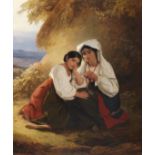 August Riedel 1799 Bayreuth - 1883 Rom Zwei Mädchen in Albaner Tracht. 1838. Öl auf Leinwand. Rechts