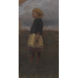Otto Modersohn 1865 Soest - 1943 Fischerhude Mädchen im Moor. Um 1893. Öl auf Malpappe. 42,3 x 22,