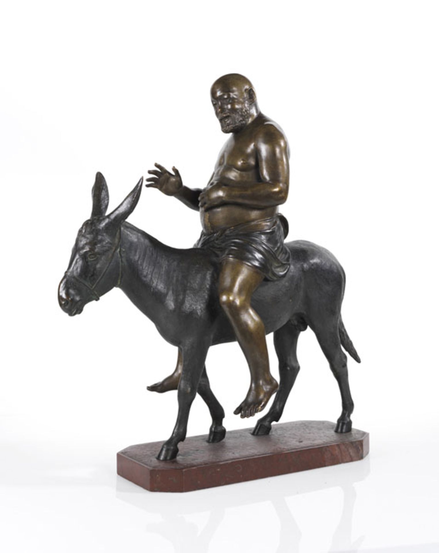 Artur Volkmann 1851 Leipzig - 1941 Geislingen an der Steige Silen, auf Esel reitend. 1899. Bronze,