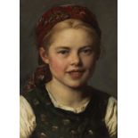 Franz von Defregger 1835 Stronach/Tirol - 1921 München Dirndl mit Kappe. 1881. Öl auf Holz.