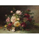 Eugène Henri Cauchois 1850 Rouen - 1911 Paris Bouquet de roses. Um 1880/90. Öl auf Leinwand.