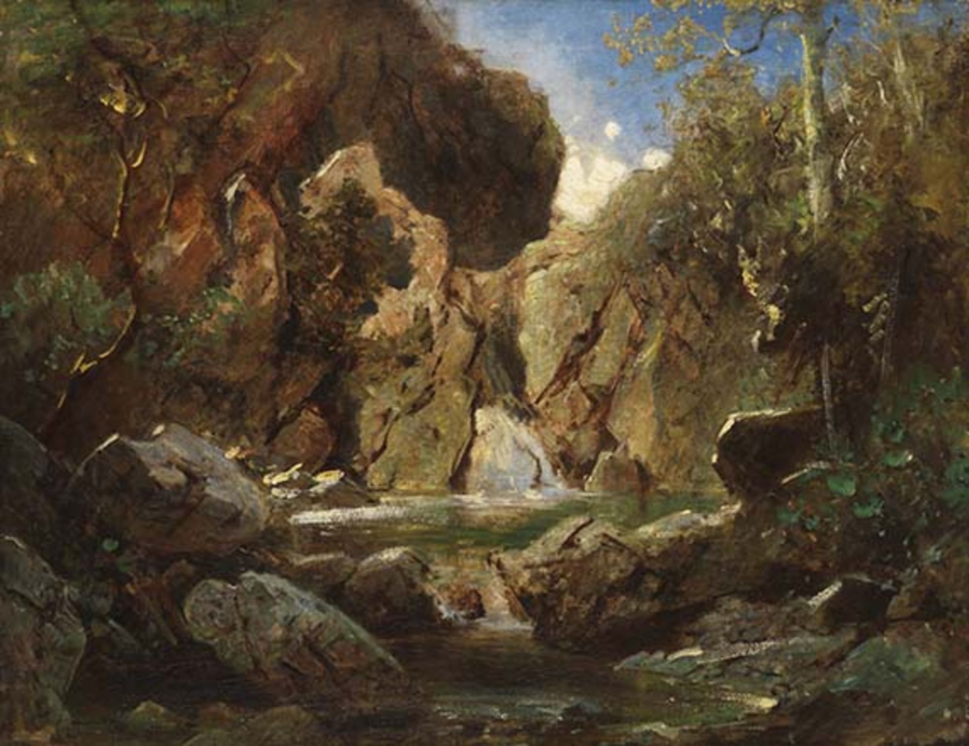 Carl Spitzweg 1808 München - 1885 München Felsenkessel mit Wildwasser. Um 1840, 1851 nochmals