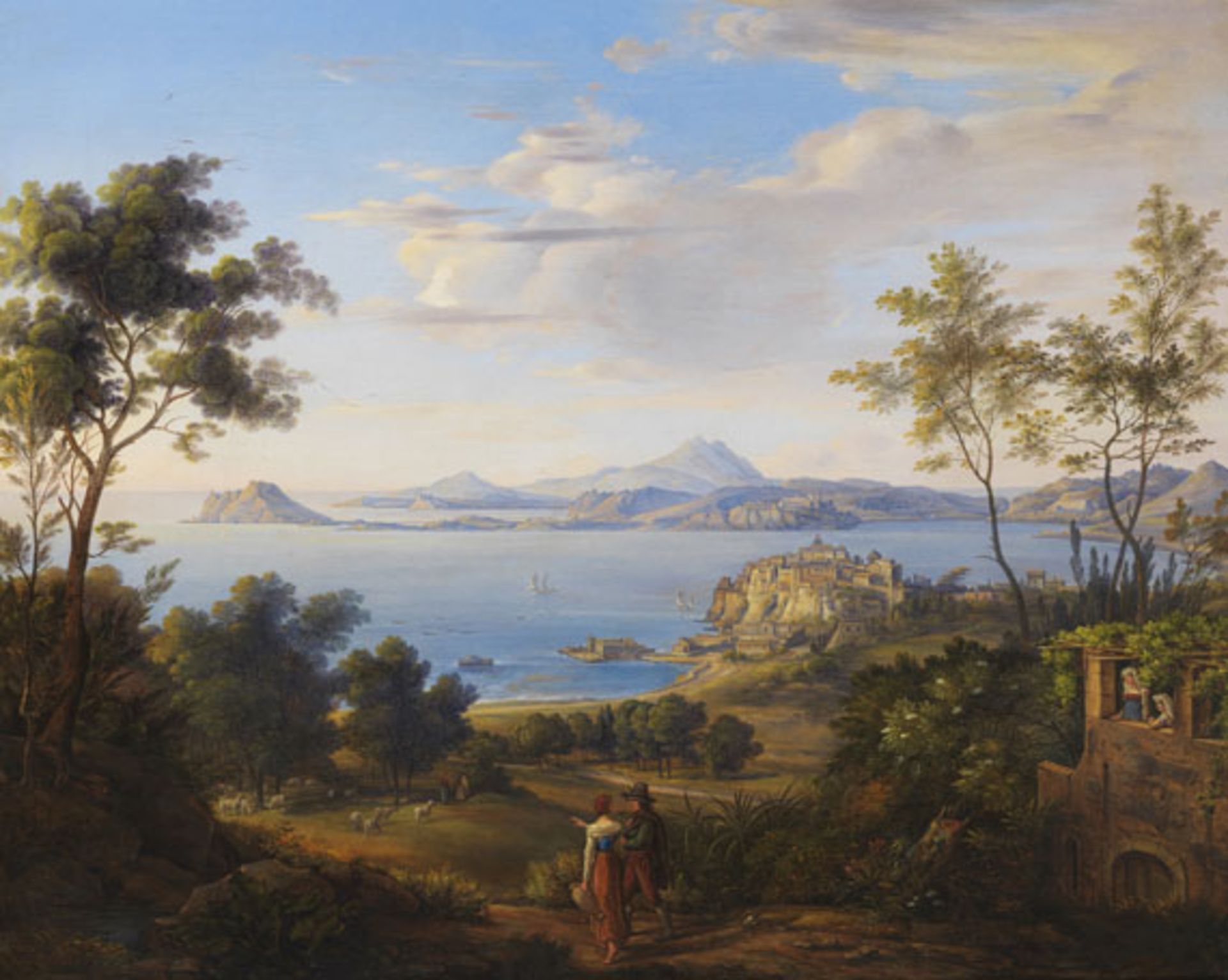 Johann Joachim Faber 1778 Hamburg - 1846 Hamburg Die Bucht von Pozzuoli bei Neapel. 1829. Öl auf