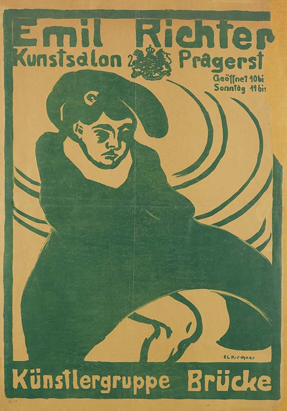 Ernst Ludwig Kirchner 1880 Aschaffenburg - 1938 Davos Plakat Emil Richter - Künstlergruppe 'Brücke'.