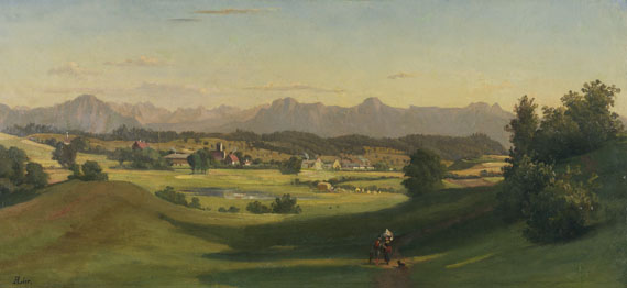 Adolf Heinrich Lier 1826 Herrnhut - 1882 Wahren/Südtirol Landschaft bei Murnau. Wohl 1860/70. Öl auf