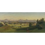 Adolf Heinrich Lier 1826 Herrnhut - 1882 Wahren/Südtirol Landschaft bei Murnau. Wohl 1860/70. Öl auf