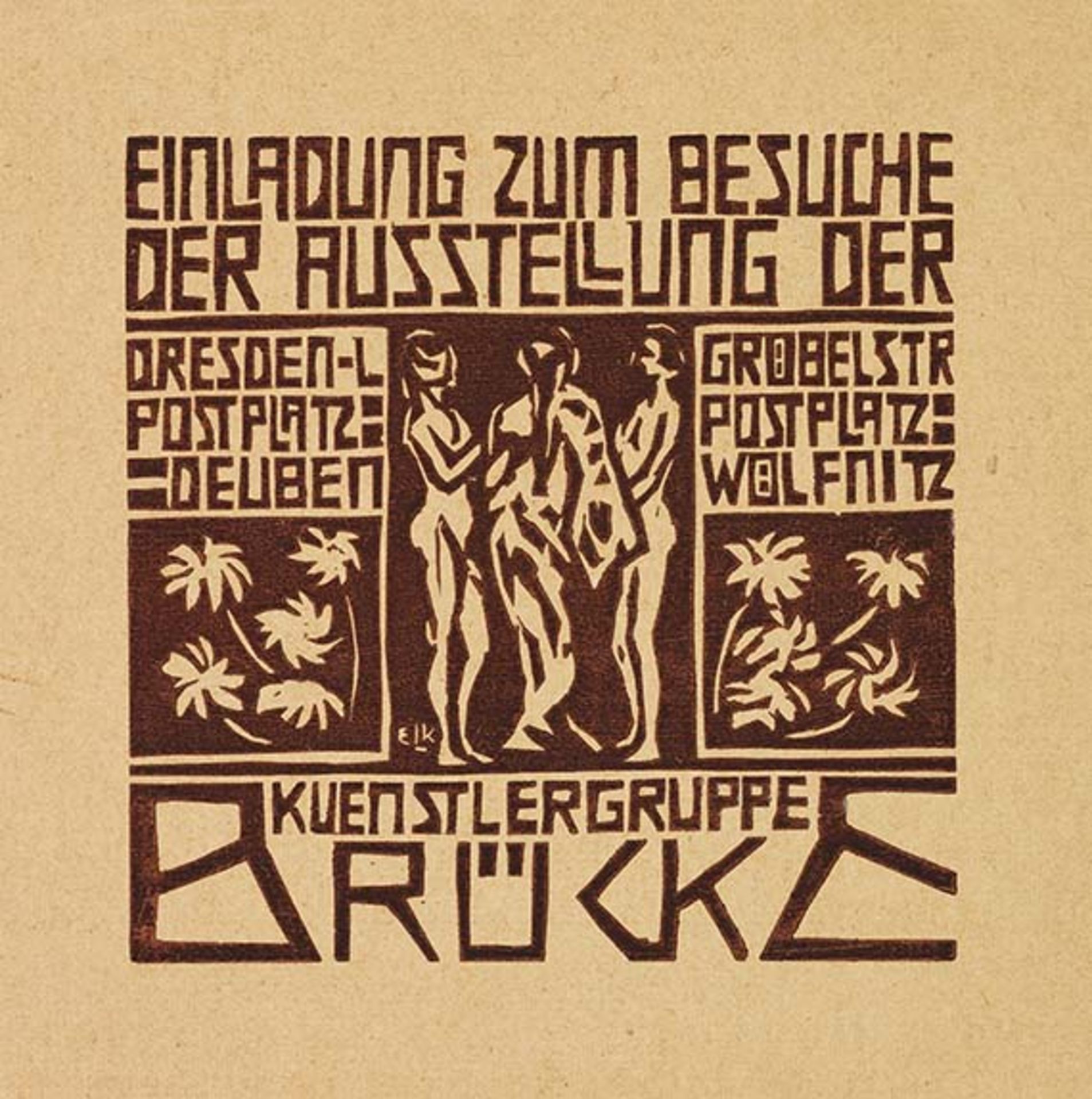 Ernst Ludwig Kirchner 1880 Aschaffenburg - 1938 Davos Einladung zur Ausstellung der