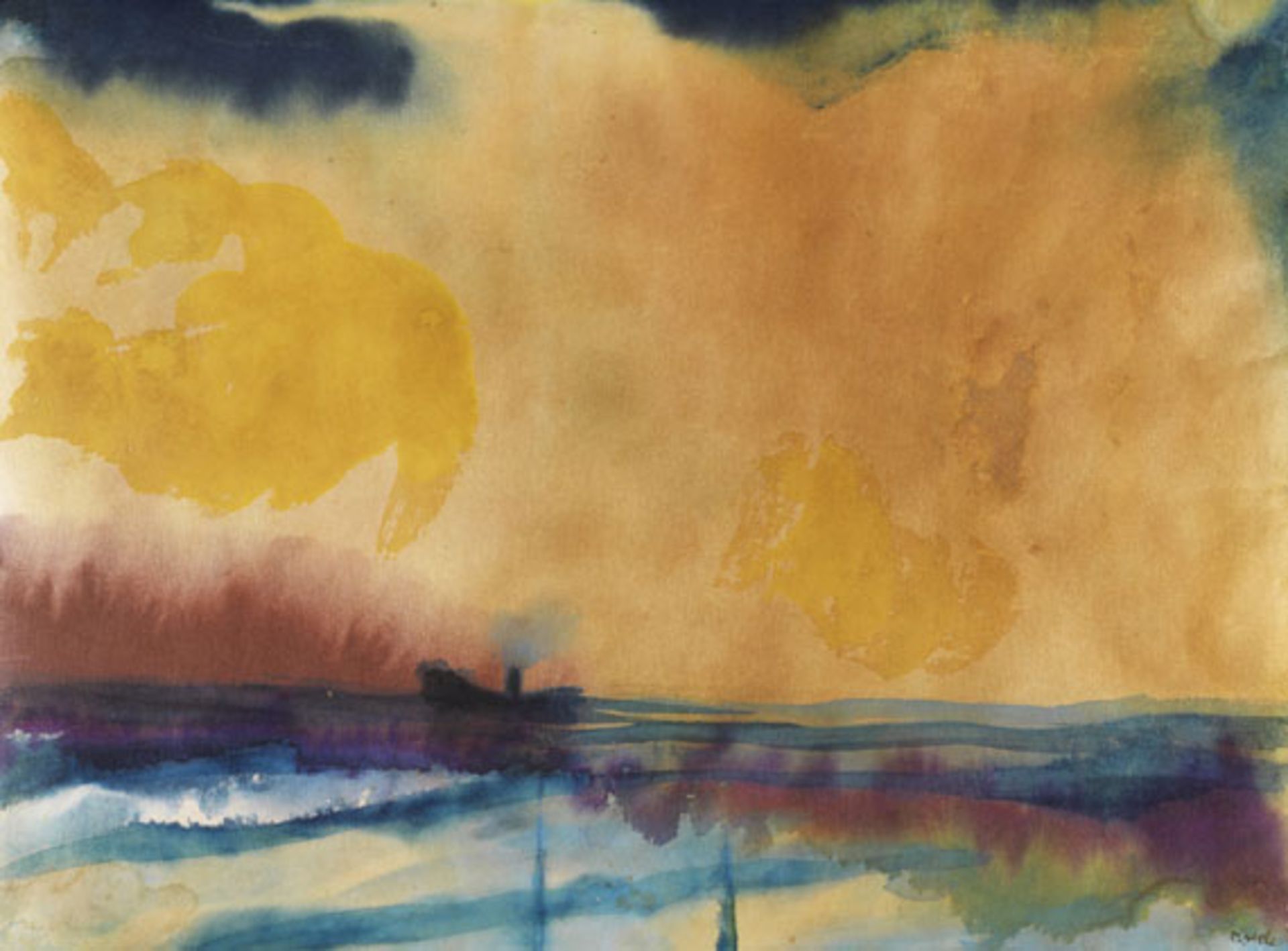 Emil Nolde 1867 Nolde/Nordschleswig - 1956 Seebüll/Schleswig-Holstein Dampfer unter gelbem Himmel.