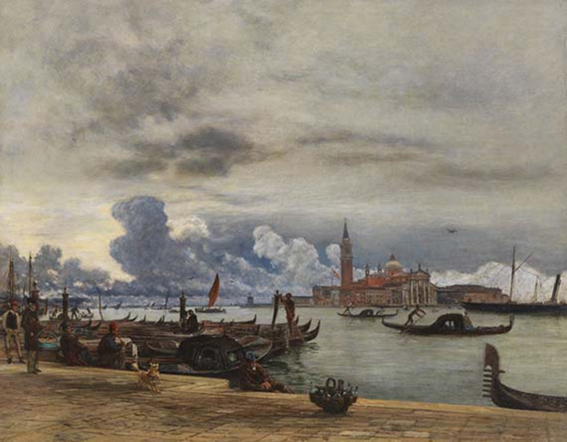 Rudolf von Alt 1812 Wien - 1905 Wien Blick nach San Giorgio Maggiore von der Mole in Venedig. Nach