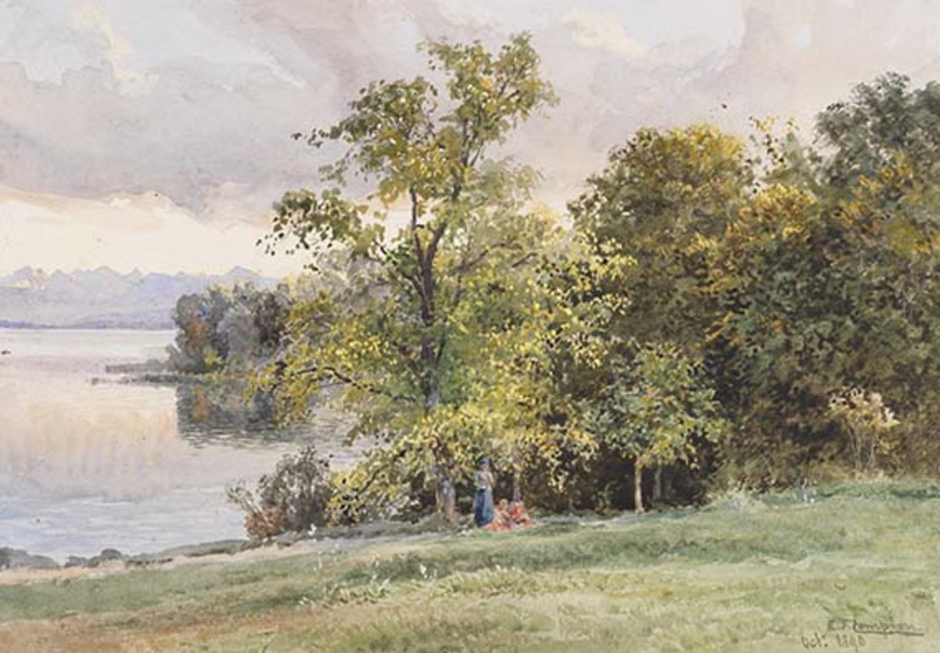 Edward Theodore Compton 1849 London - 1921 Feldafing Landschaft am Starnberger See. 1890.