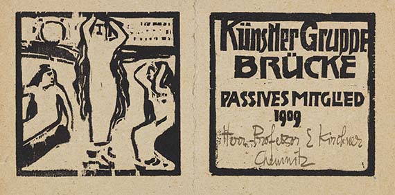Hermann Max Pechstein 1881 Zwickau - 1955 Berlin Mitgliedskarte für die passiven Mitglieder der '