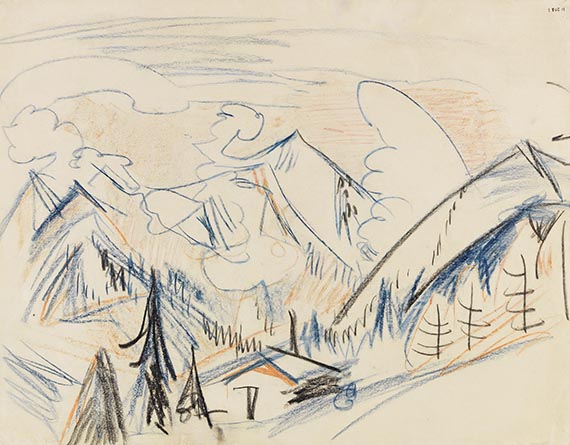 Ernst Ludwig Kirchner 1880 Aschaffenburg - 1938 Davos Stafelalp (Berglandschaft bei Davos mit
