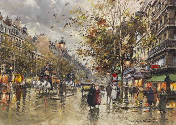 Antoine Blanchard 1910 nahe Blois - 1988 Paris Les Grands Boulevards, Paris en 1900. Um 1950. Öl auf