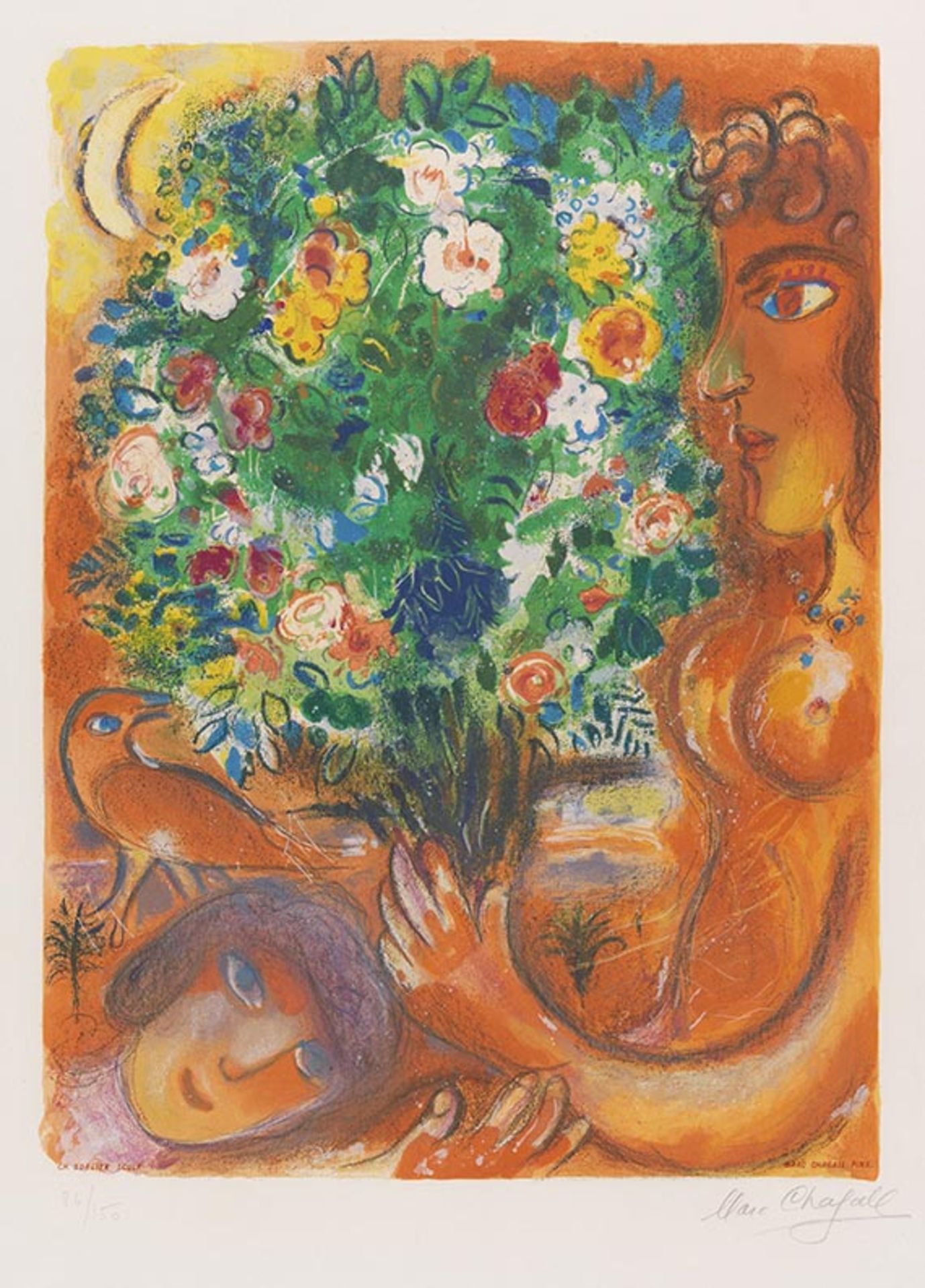 Marc Chagall 1887 Witebsk - 1985 Saint-Paul-de-Vence Femme au bouquet. 1967. Farblithografie nach