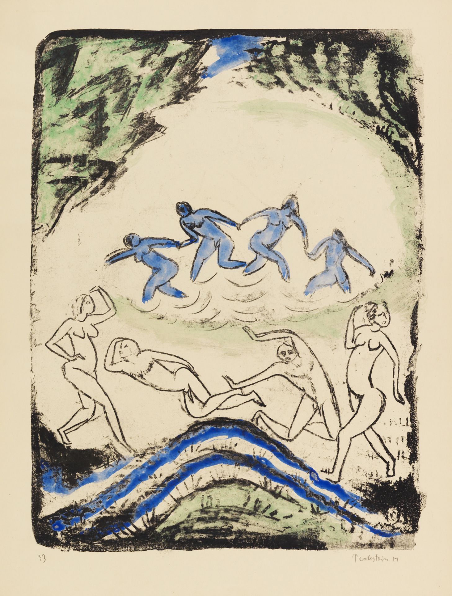 Mappenwerk / Portfolio 7. Jahresmappe der Künstlergruppe 'Brücke', gewidmet Hermann Max Pechstein. - Image 2 of 5