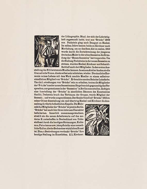 Ernst Ludwig Kirchner 1880 Aschaffenburg - 1938 Davos Chronik der Künstlergruppe 'Brücke'. 1913.
