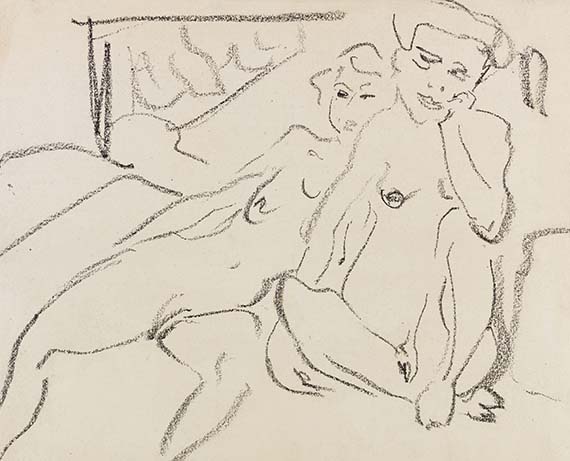 Ernst Ludwig Kirchner 1880 Aschaffenburg - 1938 Davos Akte im Atelier. Um 1907. Schwarze