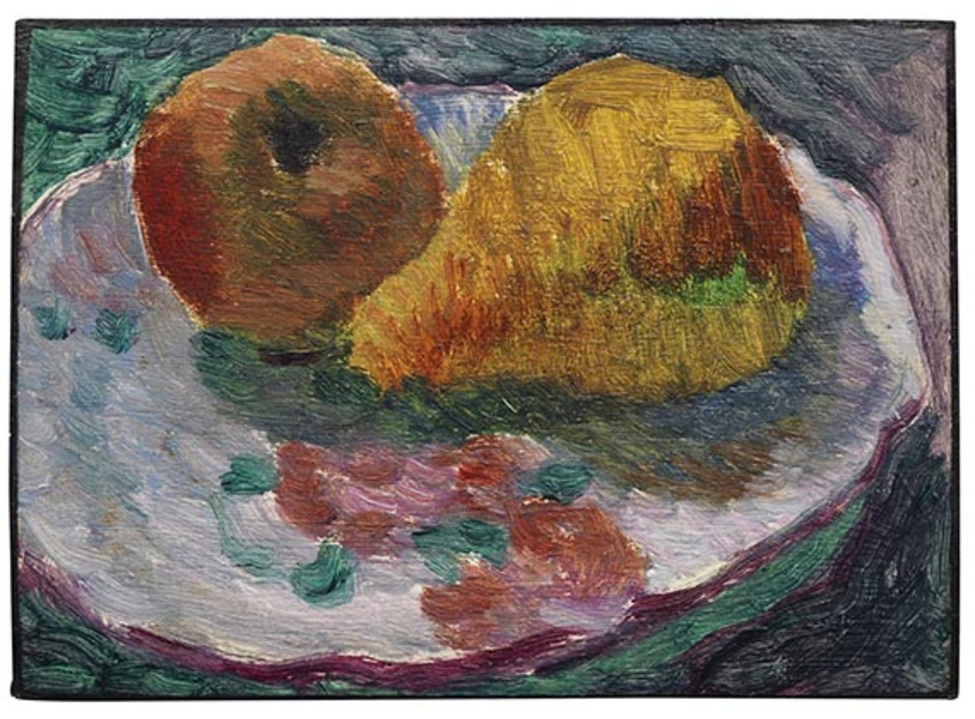 Alexej von Jawlensky 1864 Torschok - 1941 Wiesbaden Stillleben mit Fayenceteller und Früchten. Ca.