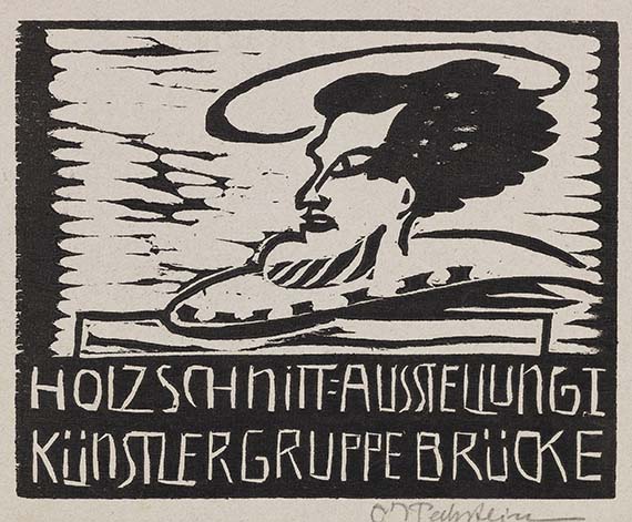 Hermann Max Pechstein 1881 Zwickau - 1955 Berlin Einladungskarte II: 'Holzschnitt = Ausstellung I