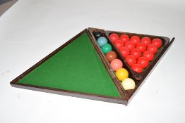 Cased set of snooker balls complete with triangle