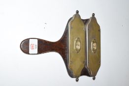 Burroughes & Watts polished oak and brass mounted billiards scorer marked 'Spot and Plain'
