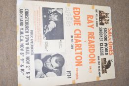 Advertising poster - Saccones $10,000 World Snooker Classic, Ray Reardon v Eddie Charlton,
