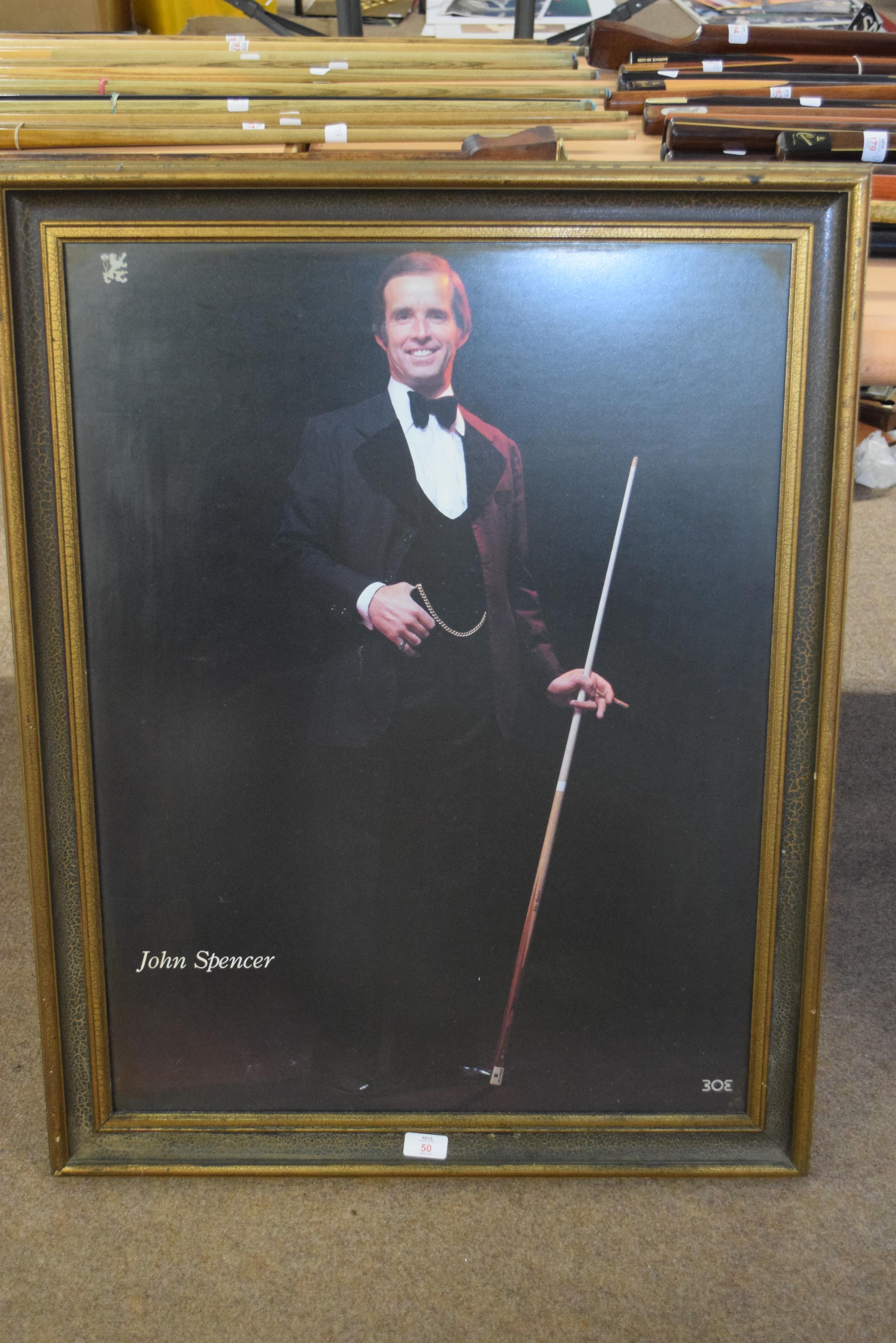 John Spencer, a large textured stereograph print on canvas in a stained wooden frame, together - Image 3 of 3