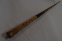 Burroughes & Watts one-piece cue with cork end, 148cm long