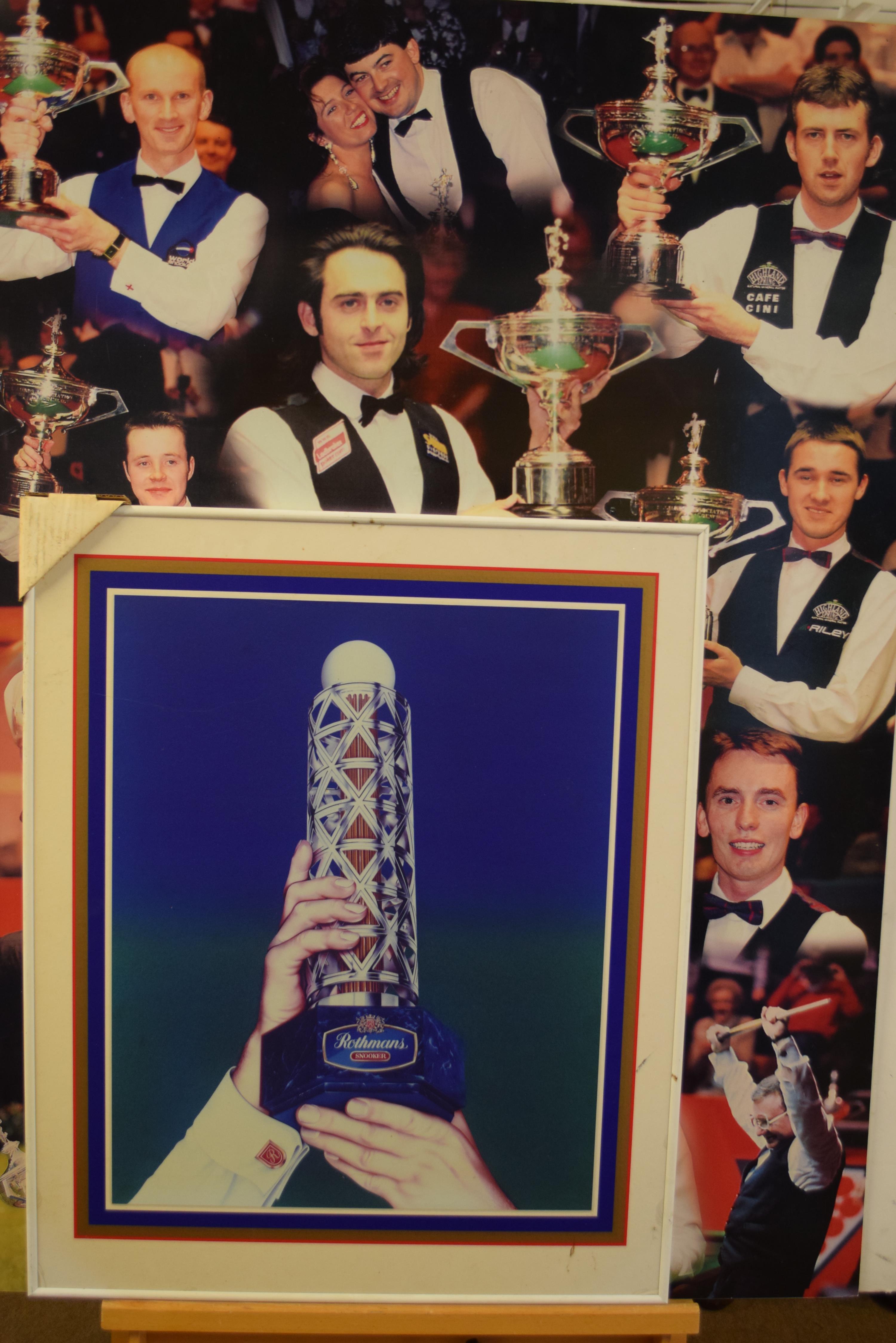 Large modern snooker montage photograph, Ten years of the Heritage Room, unframed, together with