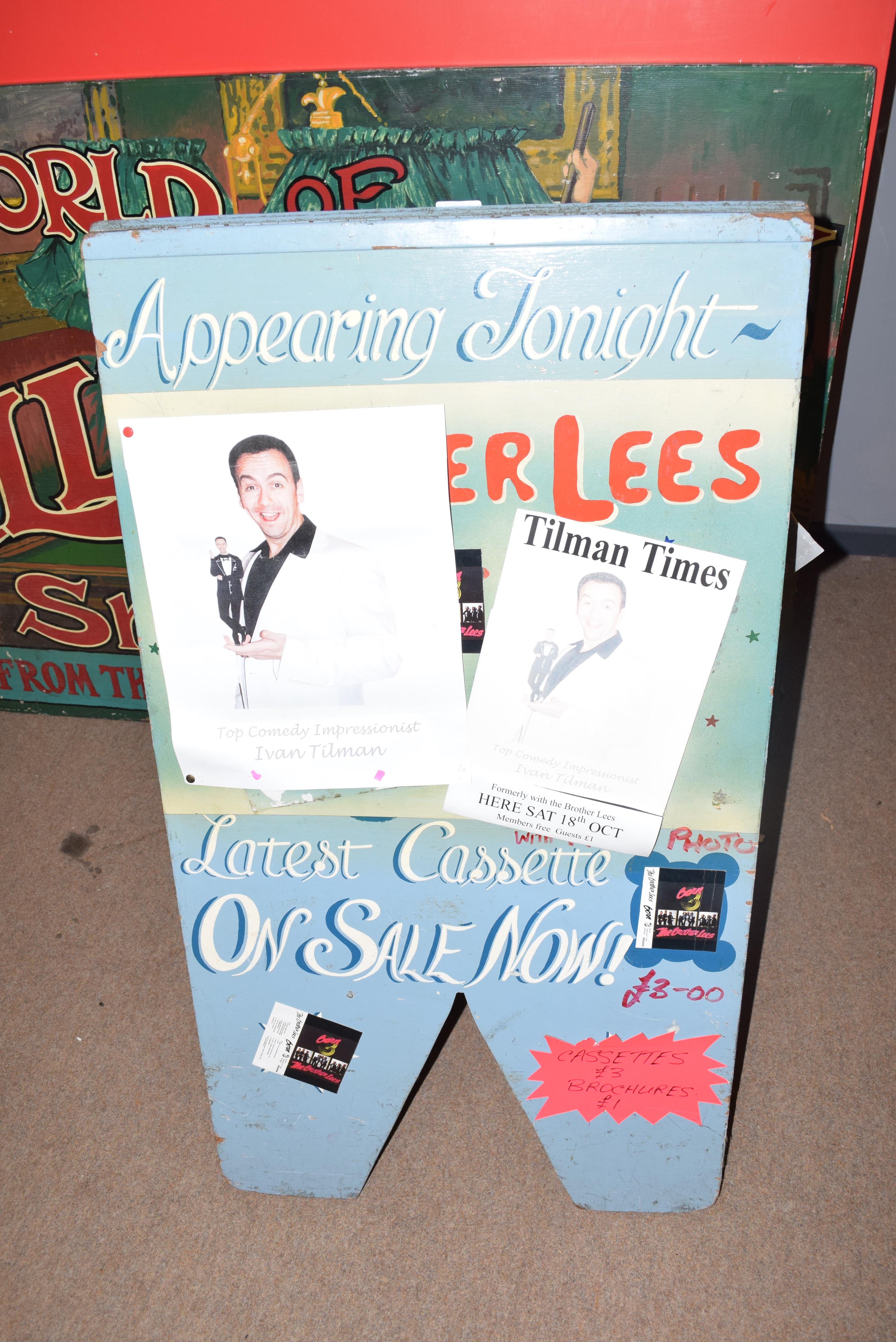 Folding advertising board marked 'Appearing tonight Brother Lees', 110cm high - Image 2 of 2