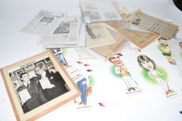One box various ephemera to include a range of Embassy Snooker celebrities prints, various newspaper
