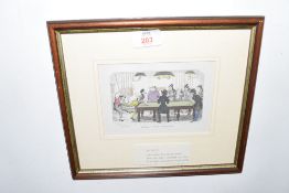 After George Cruikshank, 'April, the finishing touch', coloured caricature print, 28cm wide, f/g