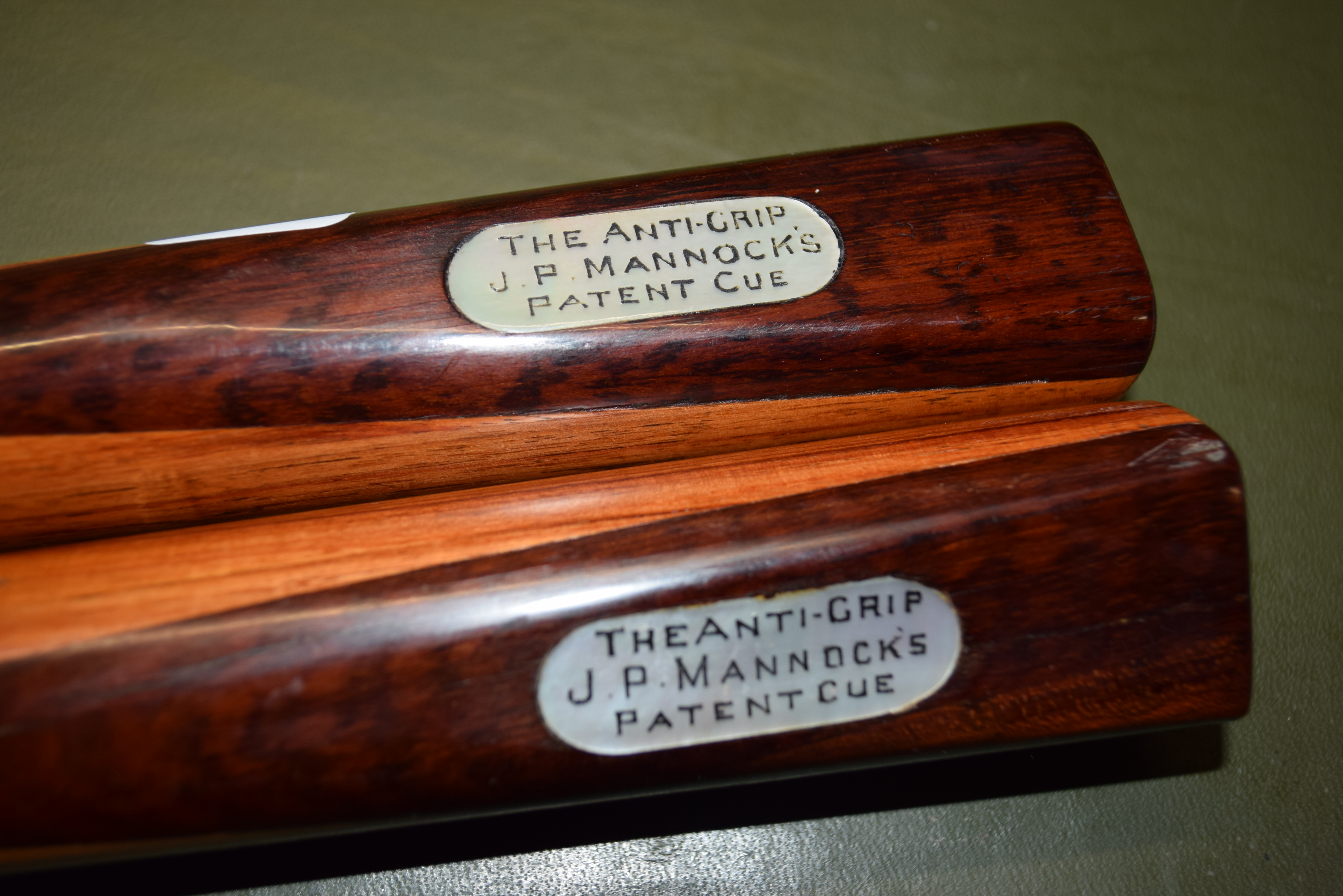 Two very rare J P Mannock anti-grip cues - circa 1905 - Image 2 of 7