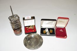 Mixed Lot comprising various snooker related cased cuff links, small BBC Pot Black snooker trophy