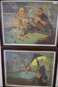 Bernard Leemker, Clowns playing snooker, together with a further comical print of sailors playing