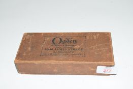 Box of bar skittles, the box marked 'James Ogden, Harrogate'