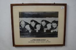 Black and white photograph 'World Snooker Champions queuing up for a foursome tournament 1953,