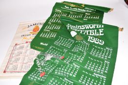 Two Hainsworth hanging snooker cloth calendars with brass mounts together with a Jameson hanging