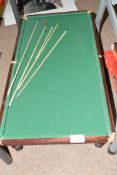 Miniature snooker table with cues, 64cm long