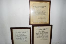 Billiards Association and Control Council, three framed certificates to certify that J Davis made