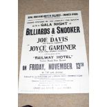 Advertising poster - Royal Northern Hospitals Billiards and Snooker League, Grovelands Section, Gala