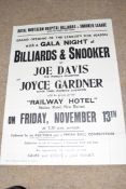 Advertising poster - Royal Northern Hospitals Billiards and Snooker League, Grovelands Section, Gala
