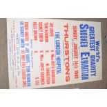 Advertising poster - World's Greatest Charity Snooker Exhibition, Sunday January 14th 1940, at