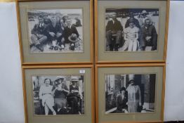 Four framed black and white photographs depicting Joyce Gardner and others, f/g, 53cm wide